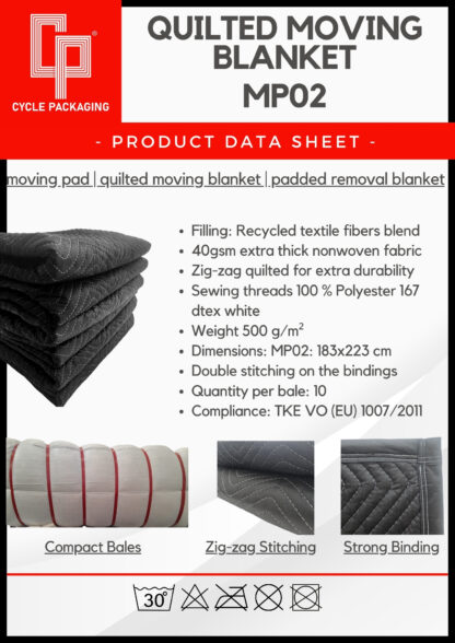 XL Quilted Moving Blankets - Pack of 10 pieces - 183*223cm - Image 2